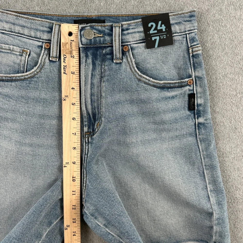 NEW Silver Jean Shorts Denim Womens 24 Indigo Vintage Long High Rise Whisker NWT
